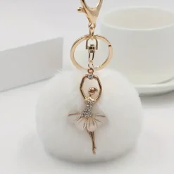 Hot Temu Plush Ballerina Keyring | White