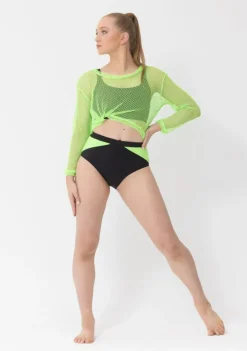 Hot Studio 7 Long Sleeve Fishnet Crop | Neon Green