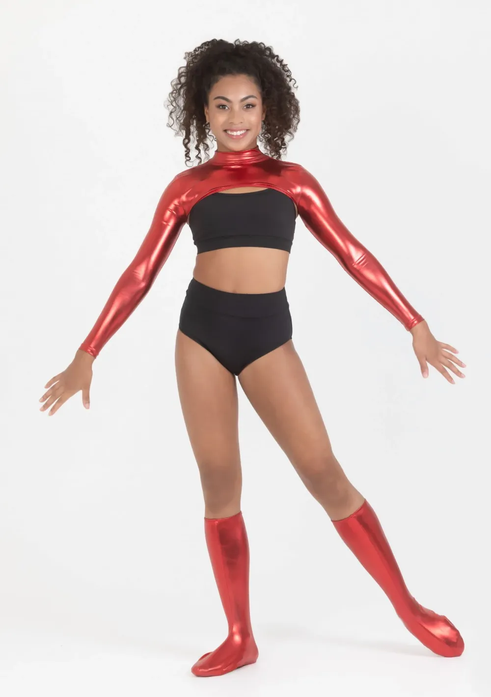 Fashion Studio 7 Metallic Shrug | Red